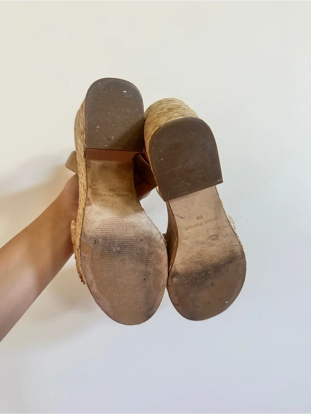 Marc Fisher Steel Sandal Raffia Size 9